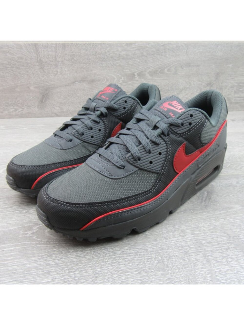 Nike Air Max 90 Premium Men's Size 10.5 Iron Grey Red Shoes NEW - Picture 4 of 16